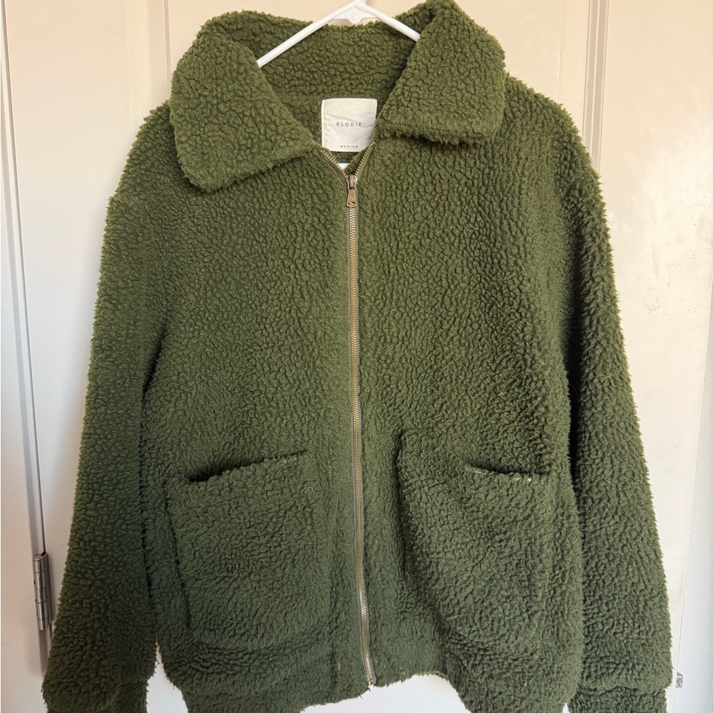 Elodie Olive Green Sherpa Jacket